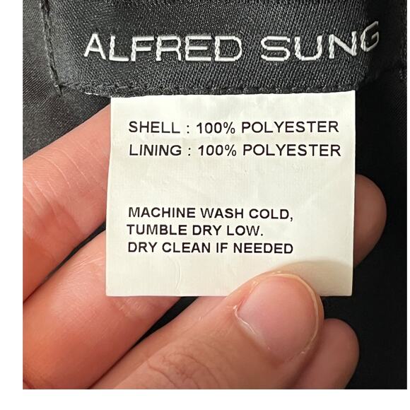 Alfred Sung Dress D831 One Shoulder satin gown black size 16 - Picture 4 of 6